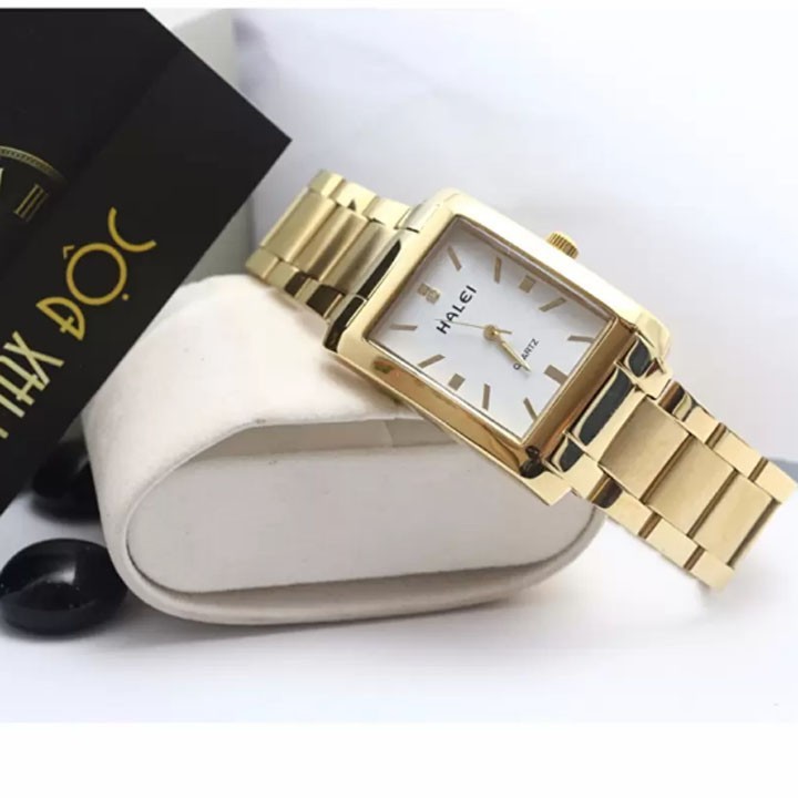 Đồng hồ nữ, đồng hồ kim đeo tay nữ Halei mặt chữ nhật phong cách (có size nam) | BigBuy360 - bigbuy360.vn