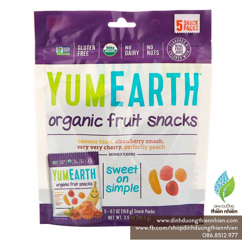 Kẹo Mềm Trái Cây Hữu Cơ Yum Earth Organic Fruits Snack, Mix 2 Loại (2 Gói Nhỏ) YumEarth