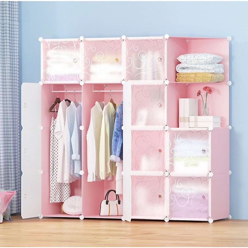Tủ nhựa ghép 16 ngăn (Mẫu Mới ) loại sâu 47 cm-TẶNG MÓC TREO HÔNG TỦ