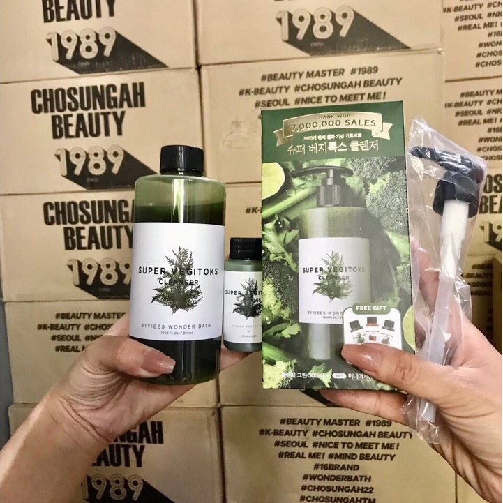 Sữa Rửa Mặt Thải Độc Sủi Bọt Rau Củ Byvibes Wonder Bath Super Vegitoks Cleanser 300ml - Thutrang Paris