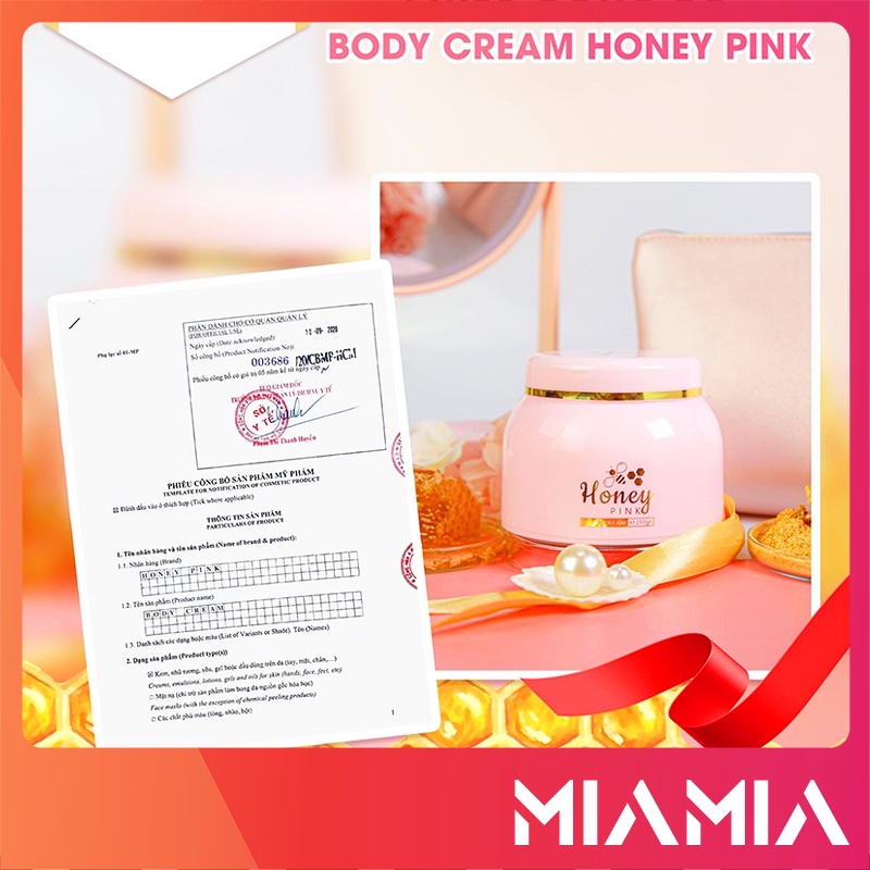 Kem Body Honey Pink Sợi Mật Ong Dát Vàng Chính Hãng 250g