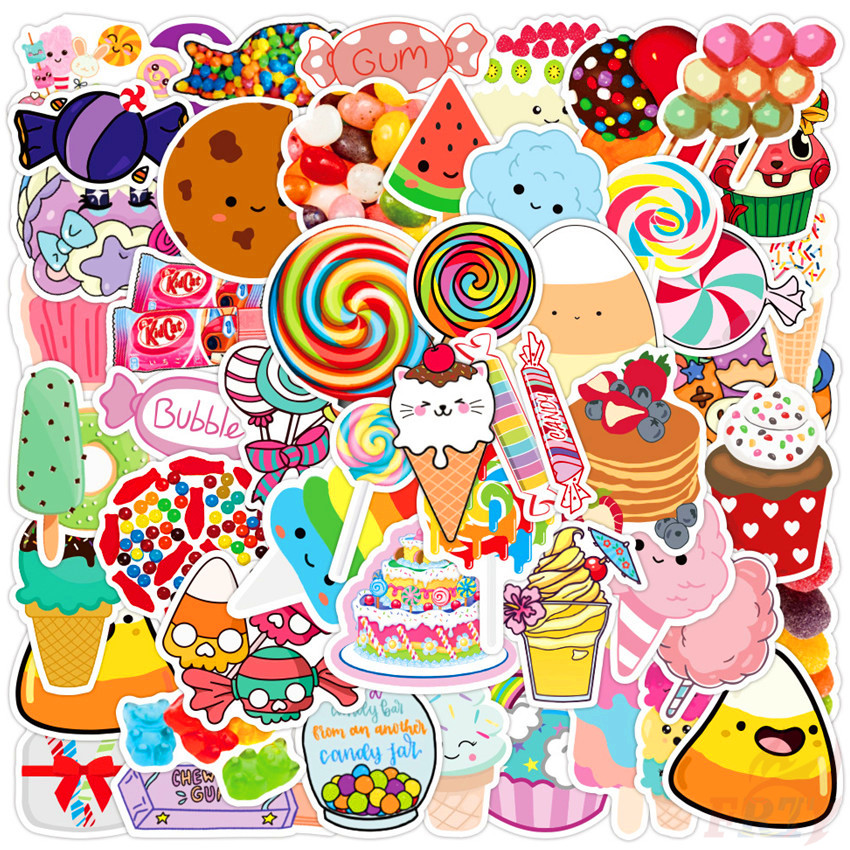 ❉ Rainbow Candy Lollipop Cupcake Dessert Series 02 Stickers ❉ 50Pcs/Set Waterproof DIY Decals Doodle Stickers