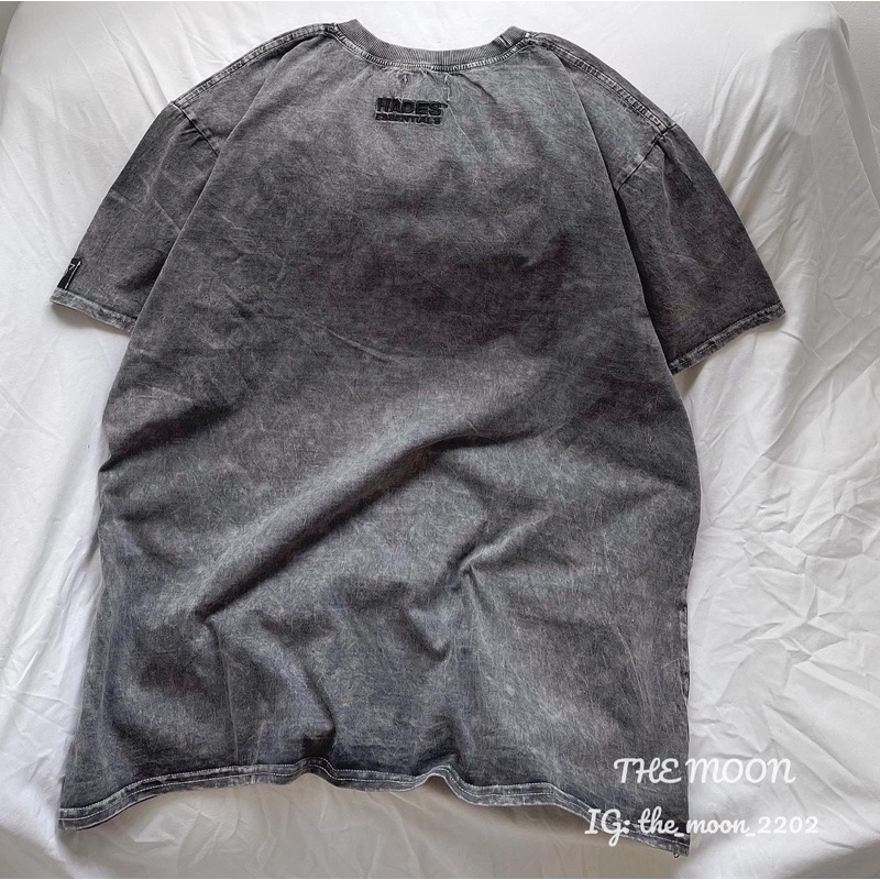 Áo thun xám thêu chữ nổi HADES unisex ảnh thật. The Moon