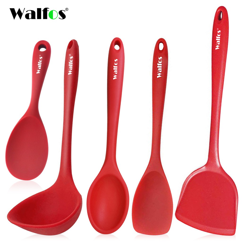 Bộ 5 dụng cụ hỗ trợ nấu ăn WALFOS bằng silicone thiết kế cán dài tiện lợi