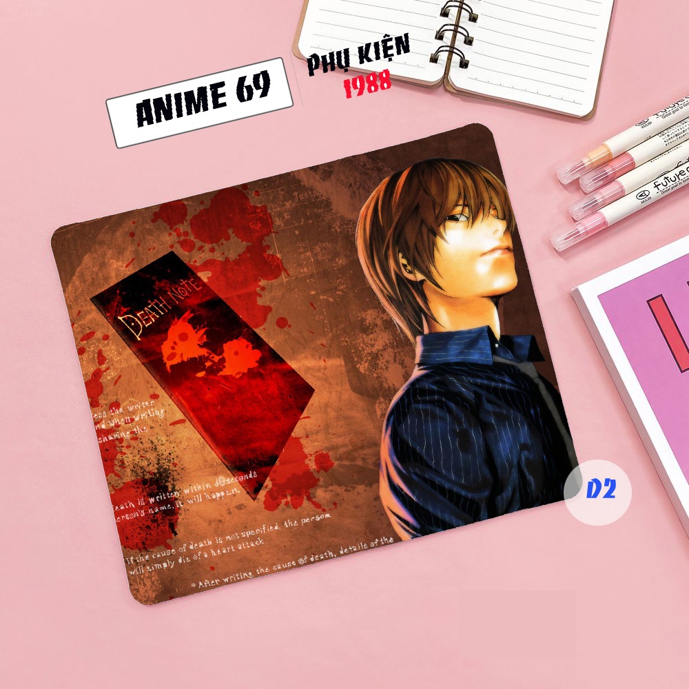 Lót chuột -death-note-  khổ 21x26x03 bo viền nhiễu mẫu
