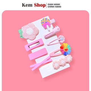 Set kẹp tóc cho bé gái, cặp tóc Hàn Quốc cute 8 chiếc- Kem Shop