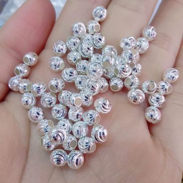 Bi bạc phay 5mm xâu vòng, phụ kiện xâu kết hợp