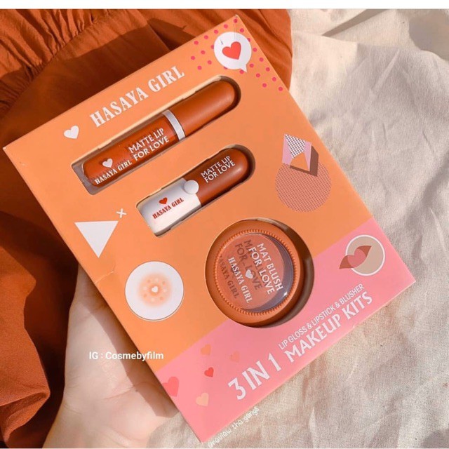 🍭 Set Make-up Trang Điểm 3 Món Hasaya Girl Tone Cam Đào Xinh Lắm Luôn, Son kem+ Son Sáp + Phấn Má - Y213 | BigBuy360 - bigbuy360.vn