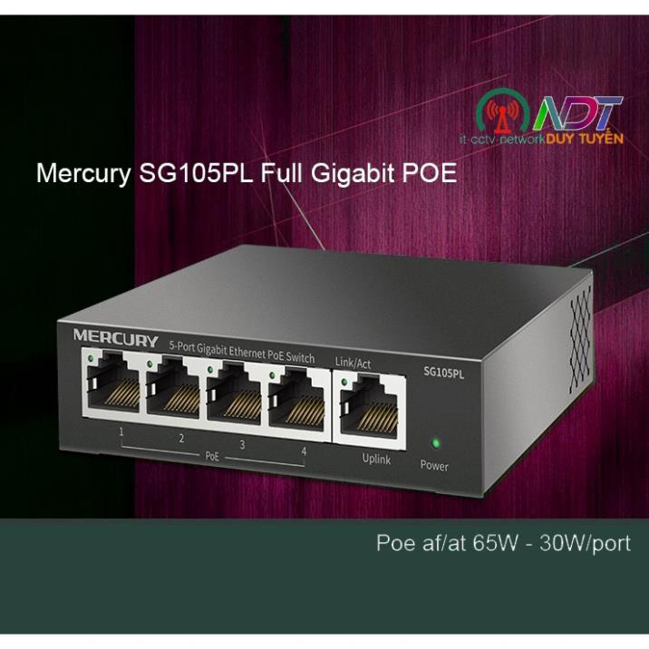 Bộ Chia Lan , Switch POE Gigabit 65W af/at Fast FSG105PL / Mercury SG105PL