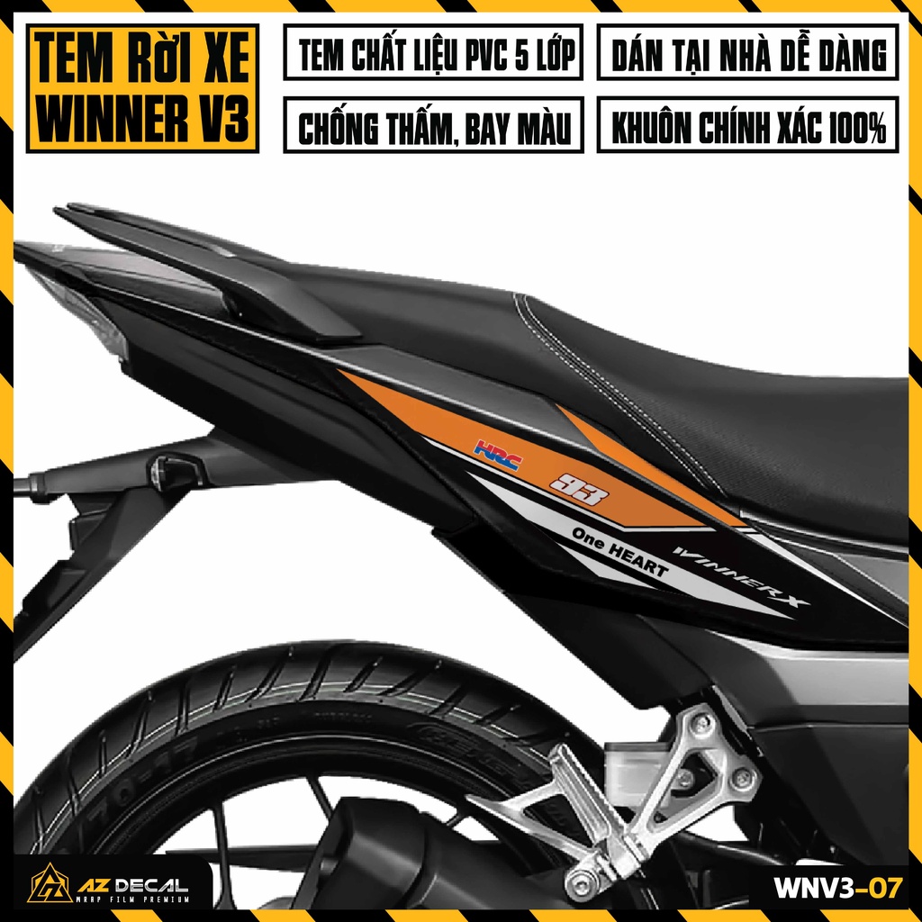 Tem Repsol Dán Xe Winner V3 - Winner X 2022 | WNV3-07 | Decal Chế Chống Nước, Cắt Sẵn Cho Xe Đen Trắng Đỏ Xám