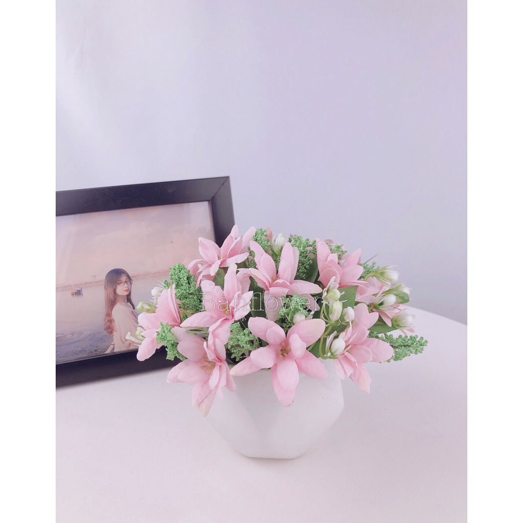 Bình hoa Mộc Lan Mini cắm sẵn trang trí cao cấp - L037 Hoa lụa Hoa giả trang trí nhà cửa