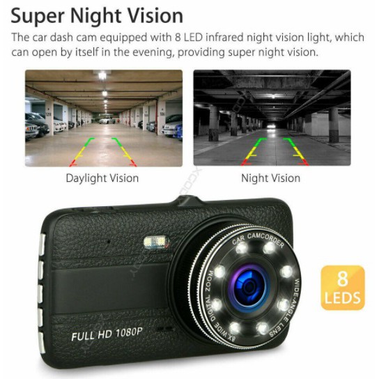 Camera Hành Trình Ôtô X004 trước sau Full HD1080P tích hợp 8 Đèn LED kèm thẻ nhớ NETAC 32G