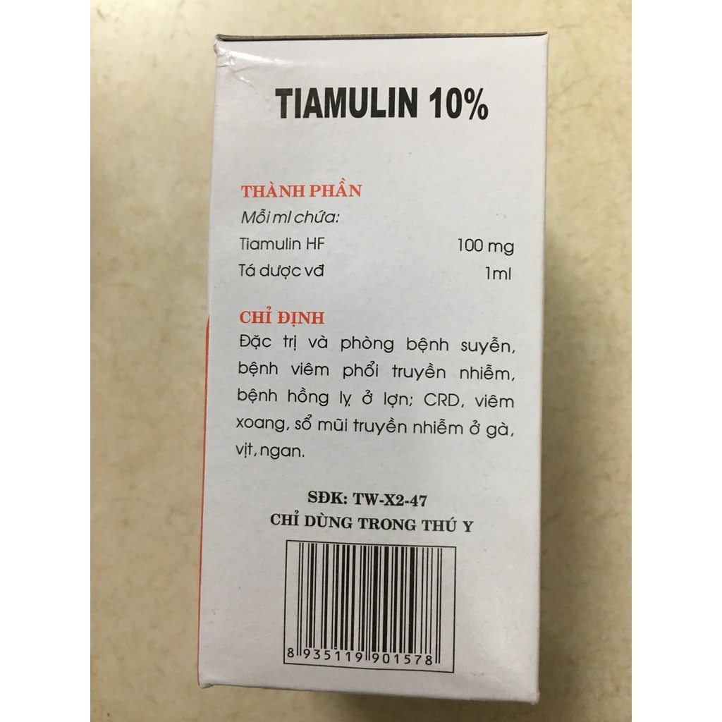 TIAMULIN 10% 100ml - chỉ dùng trong thú y