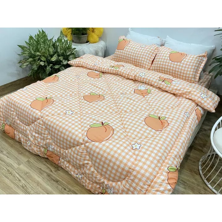 (RẺ VÔ ĐỊCH) Bộ chăn phao kèm ga chun và 2 vỏ gối nằm tặng kèm 1 vỏ gối ôm Mẫu Mèo Cốc (chat để chọn mẫu)