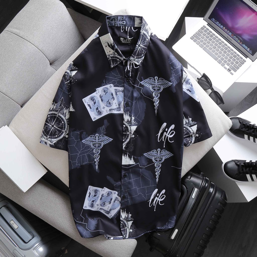 [bigsize &lt; 130kg] ÁO SƠ MI NAM tay ngắn BIGSIZE họa tiết