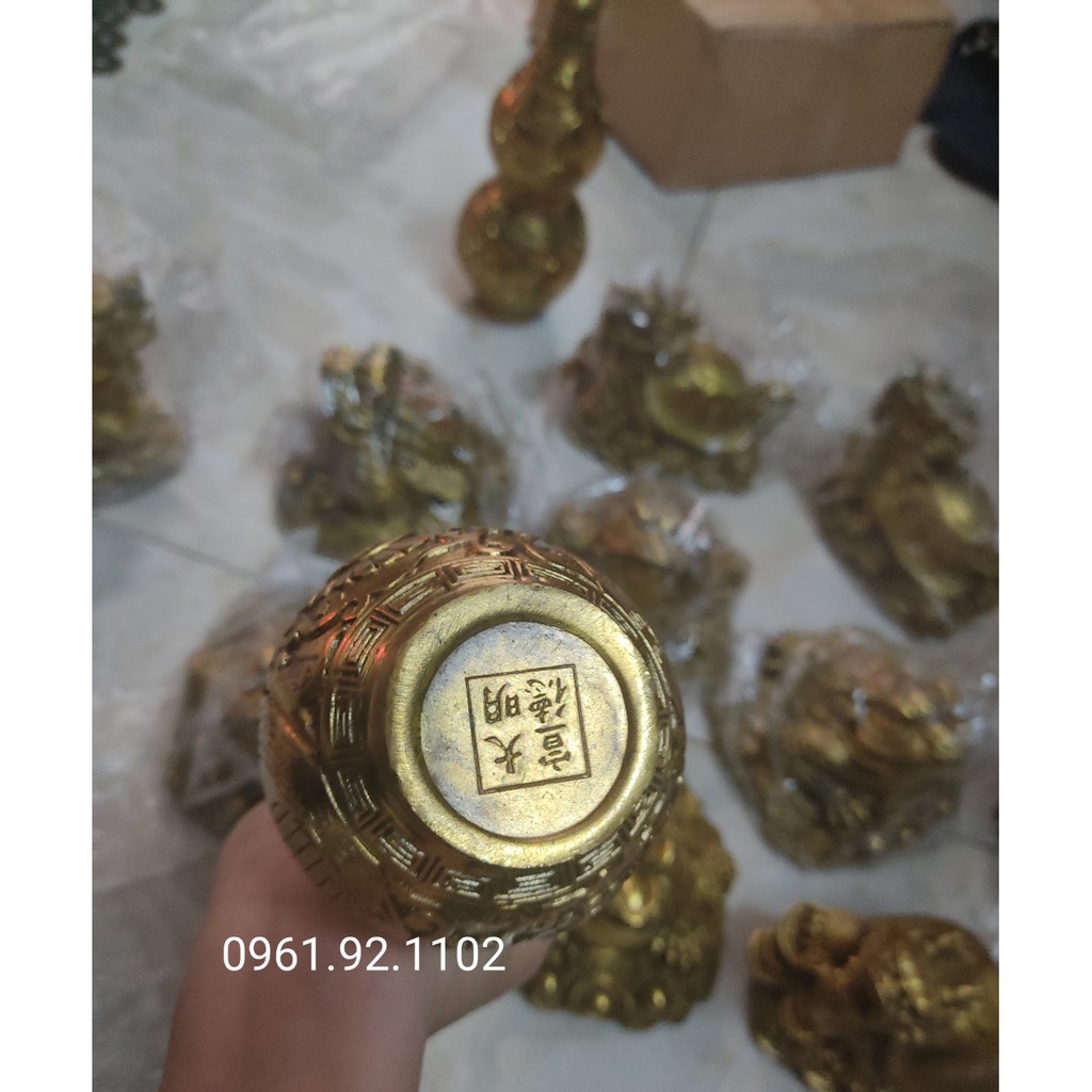 Hồ Lô Bát Quái đồng vàng  loại to 19cm