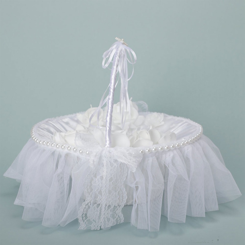 Giỏ Hoa Nhỏ Bằng Satin Phối Ren Và Ghim Cài Xinh Xắn Trang Trí Tiệc Cưới