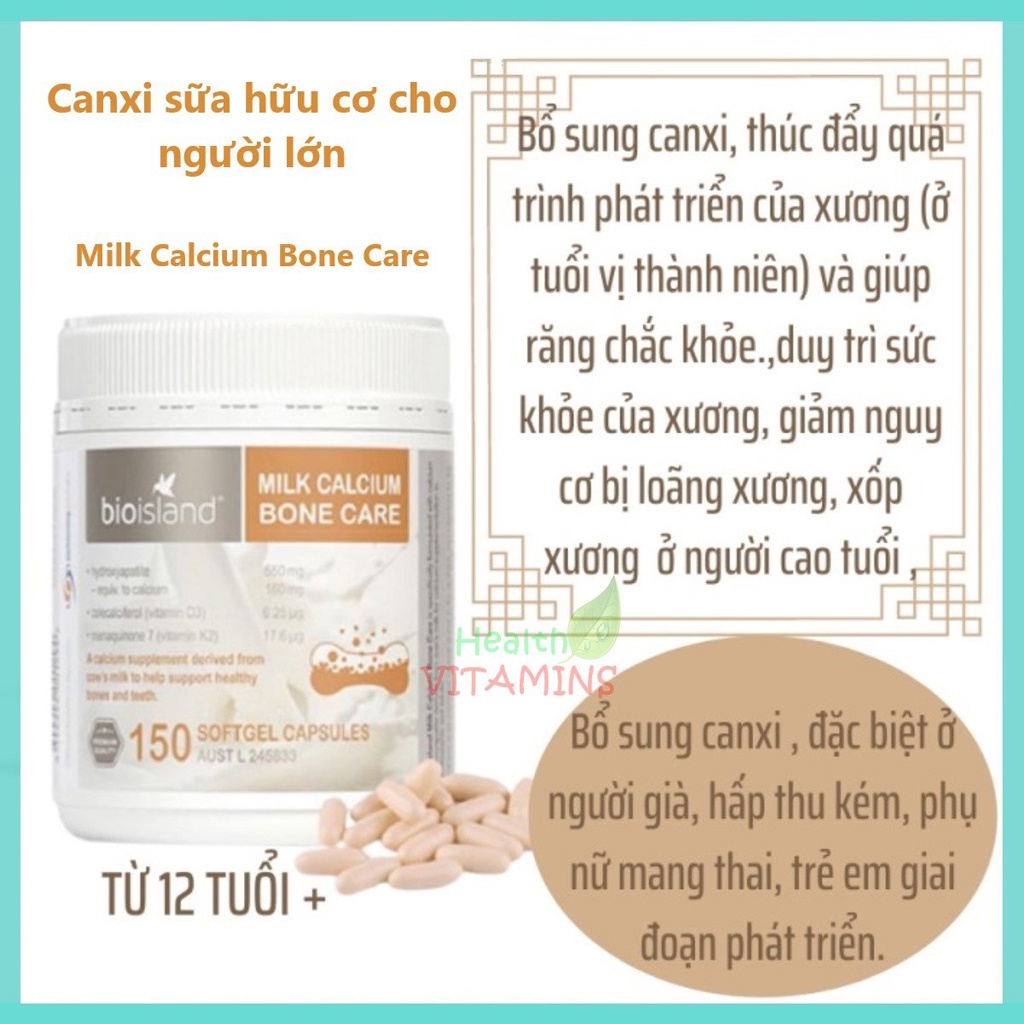 Viên Uống Hỗ Trợ Bổ Sung Canxi Bio Island Milk Calcium Bone Care 150 viên