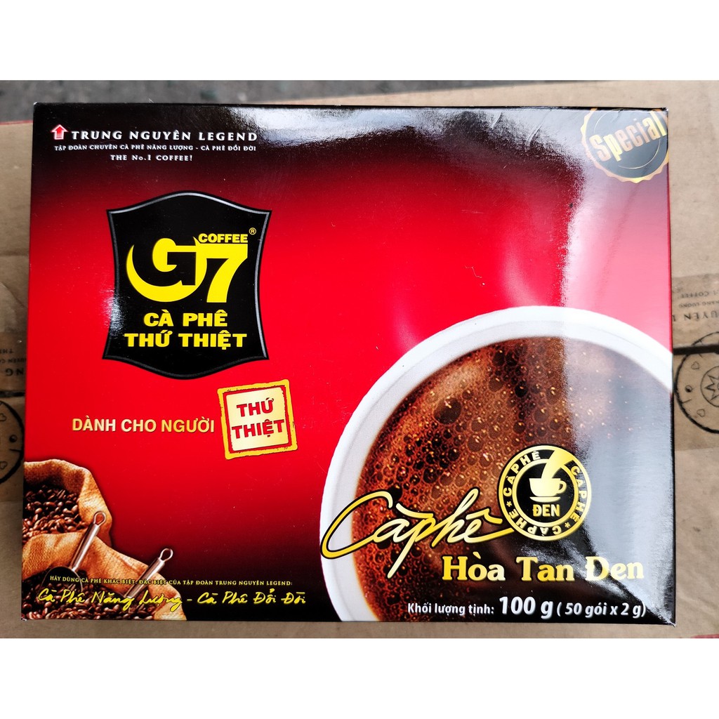 [Mã 159FMCGSALE giảm 8% đơn 500K] Cà phê G7 hòa tan đen - Hộp 50 gói 2gr
