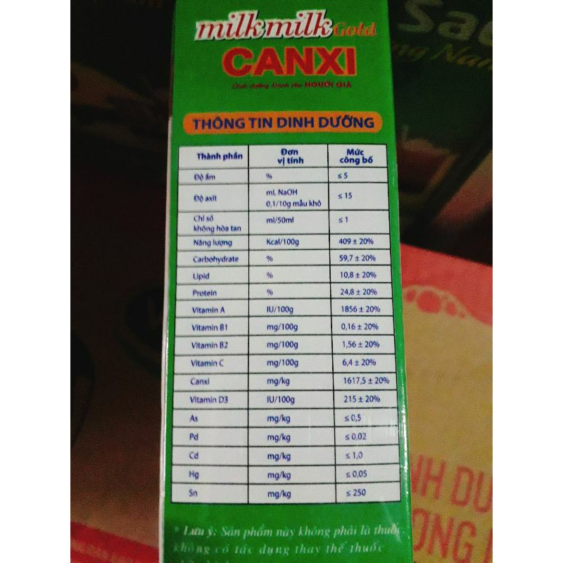 Sữa bột MilkMilk Gold Canxi - Hộp giấy 400gram