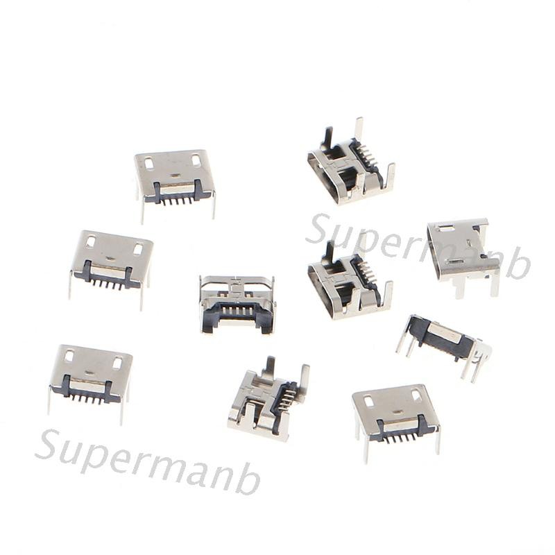 Set 10 Giắc Nhận Usb Loại B 5 Pin Đầu Cái Smd 4 Chân 90 Độ