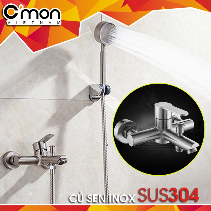 Bộ vòi sen tắm tăng áp nóng lạnh inox 304 C'MON CB-211