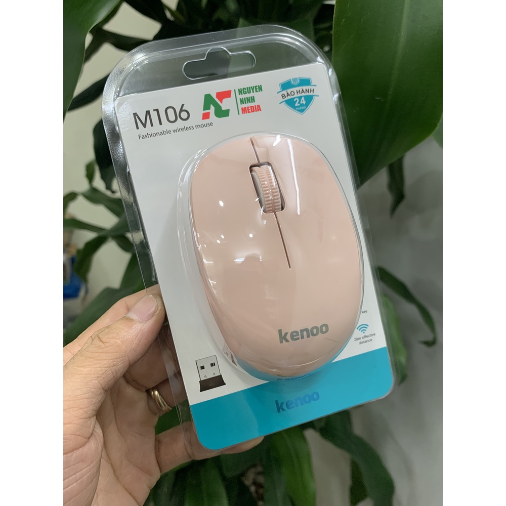 Chuột Không Dây Không Ồn AJAZZ i18 M106 (Silient Mouse) Màu Hồng - Hàng Chính Hãng