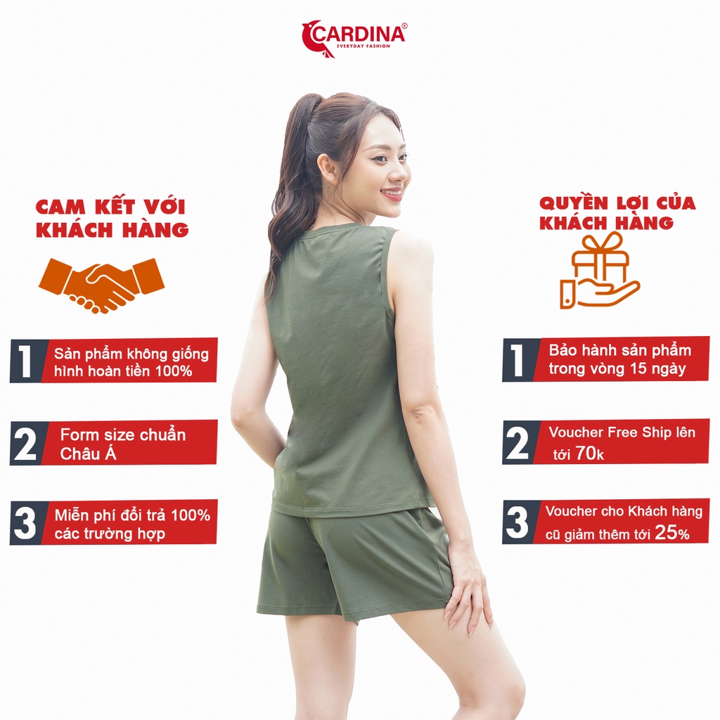 Đồ Bộ Nữ 𝐂𝐀𝐑𝐃𝐈𝐍𝐀 Chất Cotton Nhật Cao Cấp Quần Đùi Áo Sát Nách Co Giãn 4 Chiều Thoáng Mát 2CF08