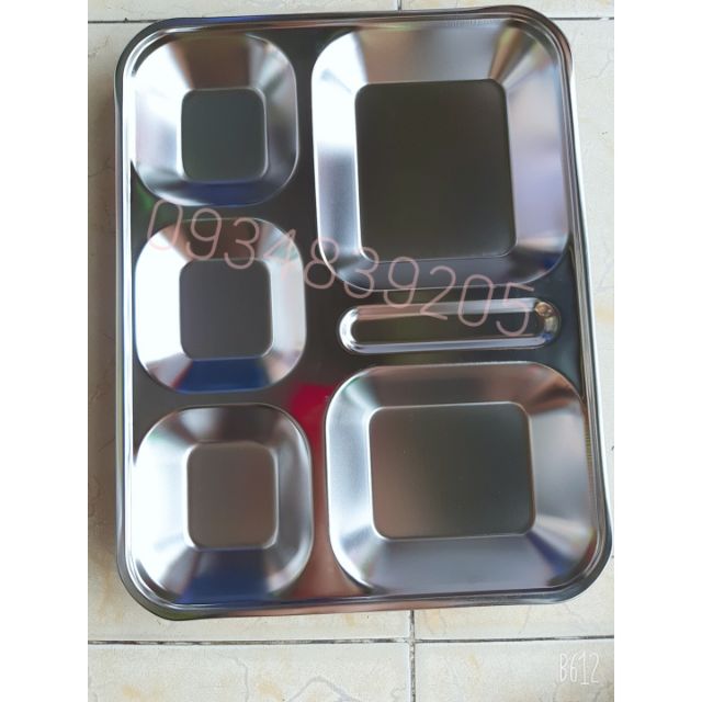 KHAY CƠM PHẦN INOX 5 NGAN INOX XỊN