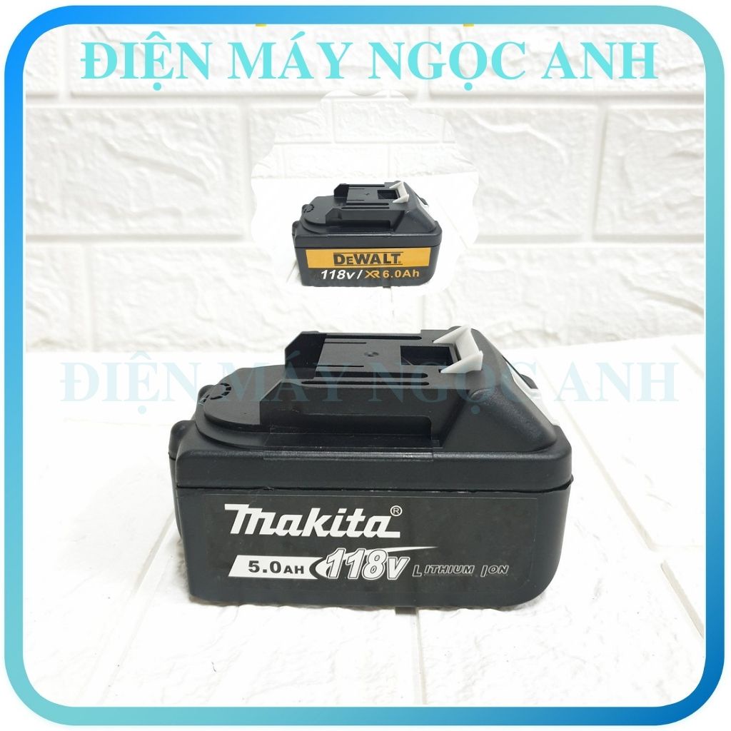 Pin máy khoan siết bắn bắt vít bulong không chổi than hitachi makita dewalt máy 10 Cell màu tím 199V, 118V