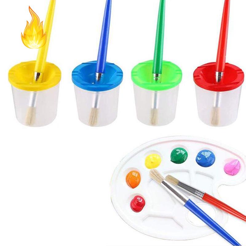 Set 9 Cốc Đựng Màu Nước Có Nắp Đậy Tiện Dụng Cho Bé Vẽ Tranh