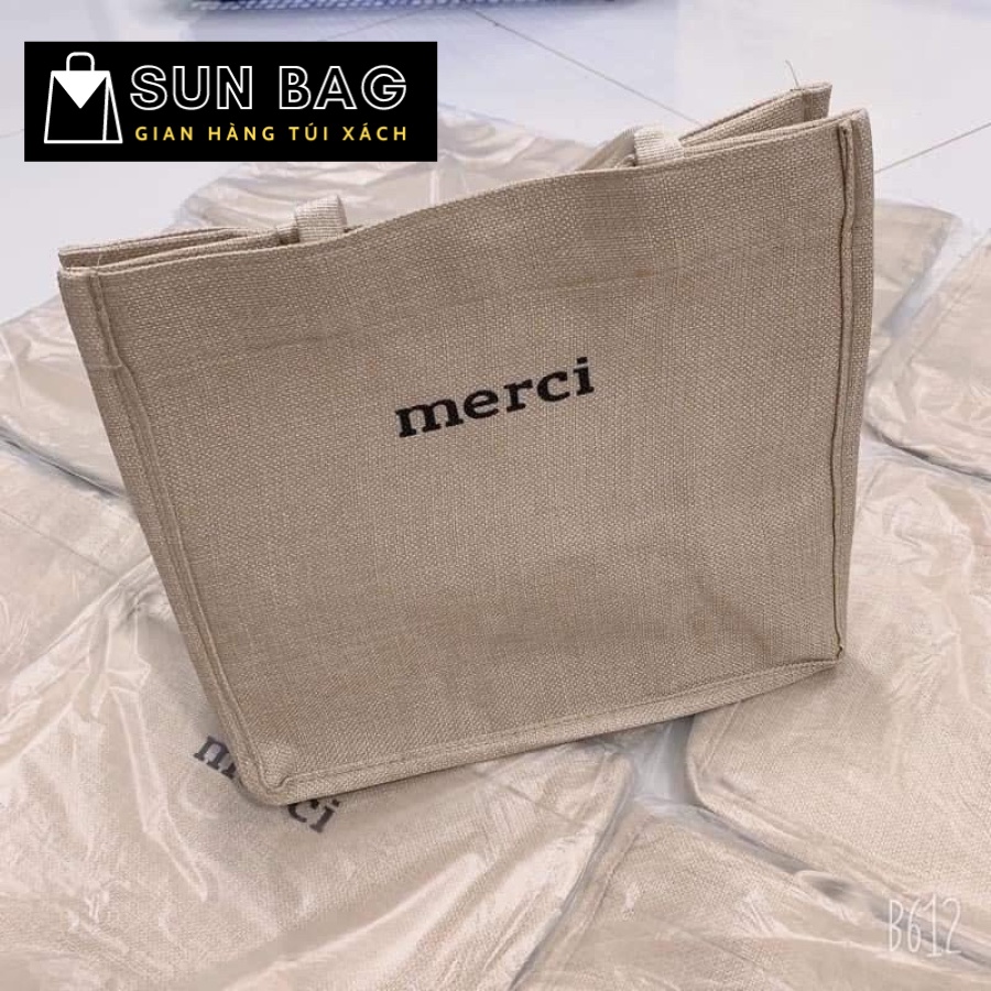 Túi Tote vải nữ, túi đi chơi, đi học, vải cói cao cấp size 34cm SB198