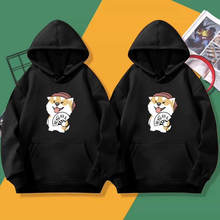 ÁO HOODIE UNISEX NAM NỮ  FORM RỘNG, CHẤT NỈ BÔNG CAO CẤP in CÚN SHIBA