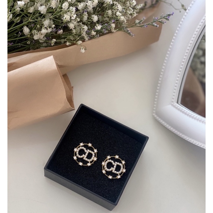 Bông tai xi mạ CD ngọc đá cô dâu -dự tiệc