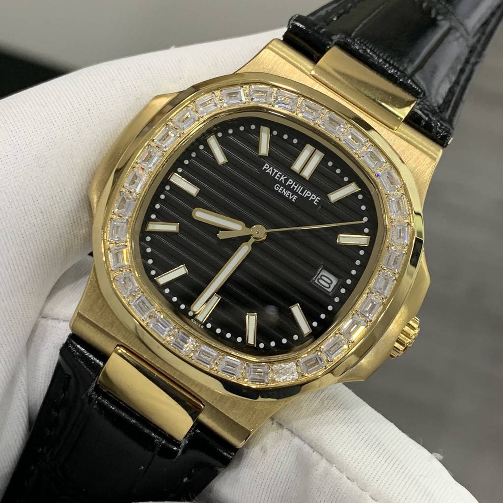 Đồng Hồ Nam PP GENEVE Máy Cơ Automatic Nhật Viền Đá Size 41 , Chống Nước 5ATM [Bảo Hành 18 Tháng - 1 Đổi 1 Trong 15 Ngày