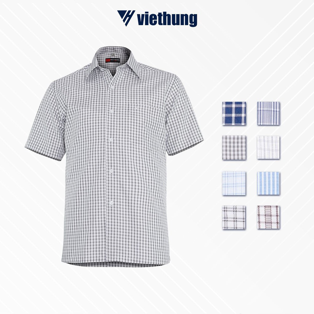 Áo Sơ Mi Nam Form Rộng Ngắn Tay Dài Tay Kẻ Sọc Caro Dáng Suông Việt Hưng Vạt Ngang Chất Lon Mỹ Thấm Hút Mồ Hôi - Hàng mớ