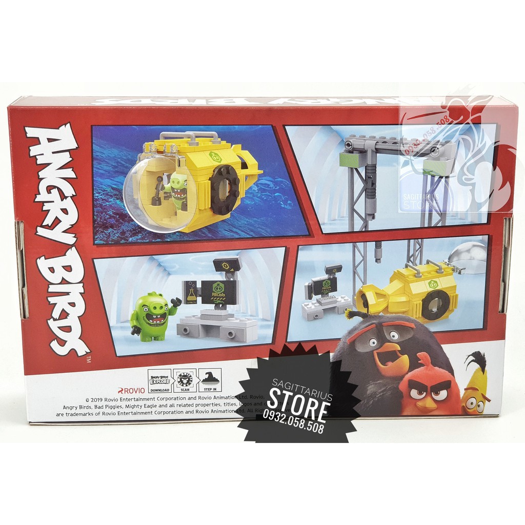 Combo 3 Hộp Lego Angry Birds Lắp Ráp Tàu Ngầm , Phòng Nghiên Cứu & Khu Nghĩ Dưỡng