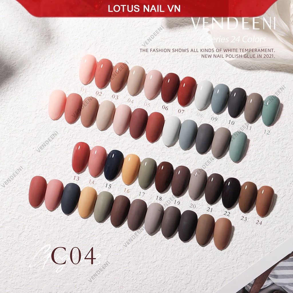 Set sơn gel Vendeeni 24 màu cao cấp 2021 tặng kèm bảng màu