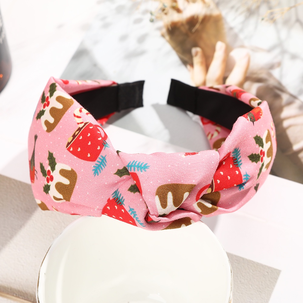 Haimeikang Băng Đô Cài Tóc Bản Rộng In Họa Tiết Giáng Sinh Thời Trang Cho Nữ