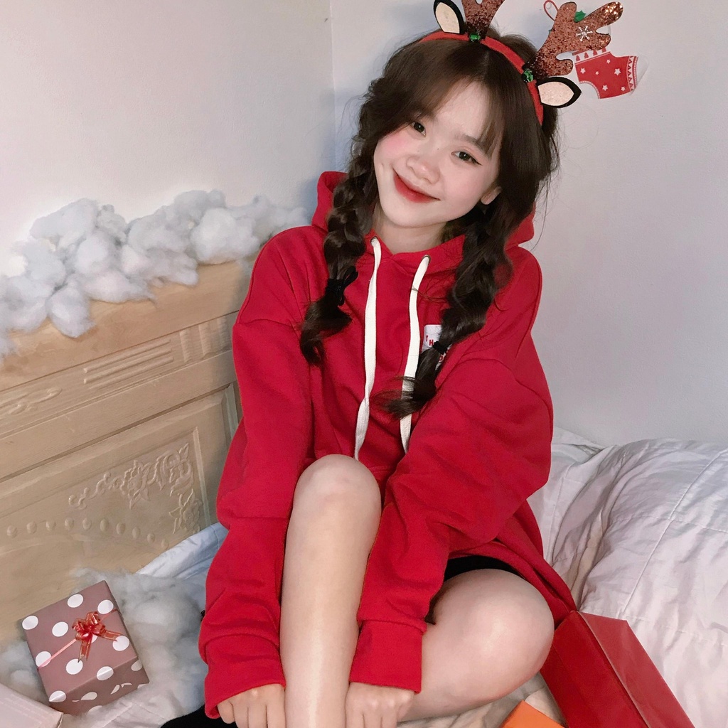 Áo hoodie Đỏ Tết DEUNCOOL BASIC ver 1.0 - Màu Red Cherry - 100% cotton mềm mịn cho nam nữ - ẢNH THẬT