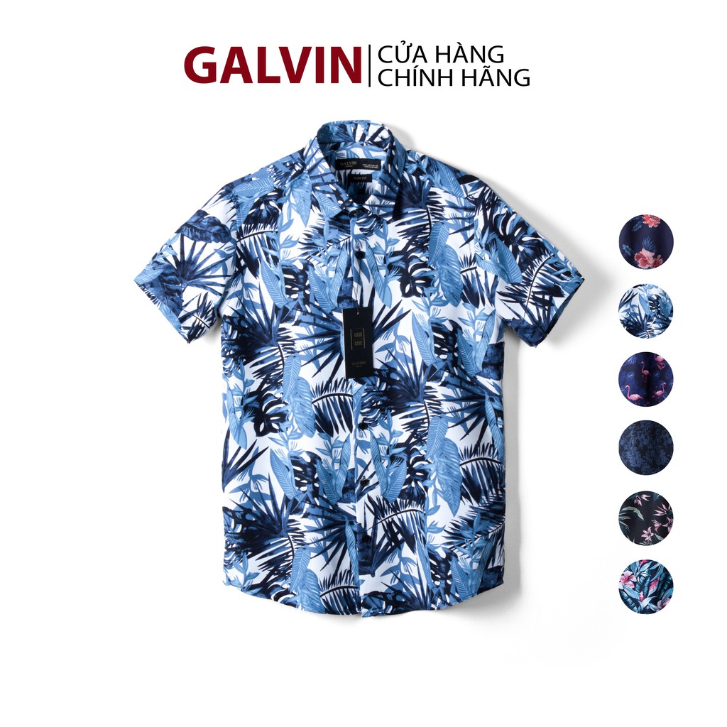 Áo sơ mi nam tay ngắn họa tiết Galvin form rộng cổ bẻ chất thô co giãn nhẹ SMGV82 | BigBuy360 - bigbuy360.vn