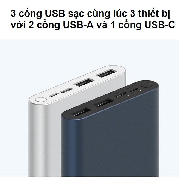 Sạc dự phòng Xiaomi Gen 3 18W , Redmi dung lượng pin 10000mAh/20000mAh hỗ trợ sạc nhanh, 2 cồng vào , 2 cổng ra