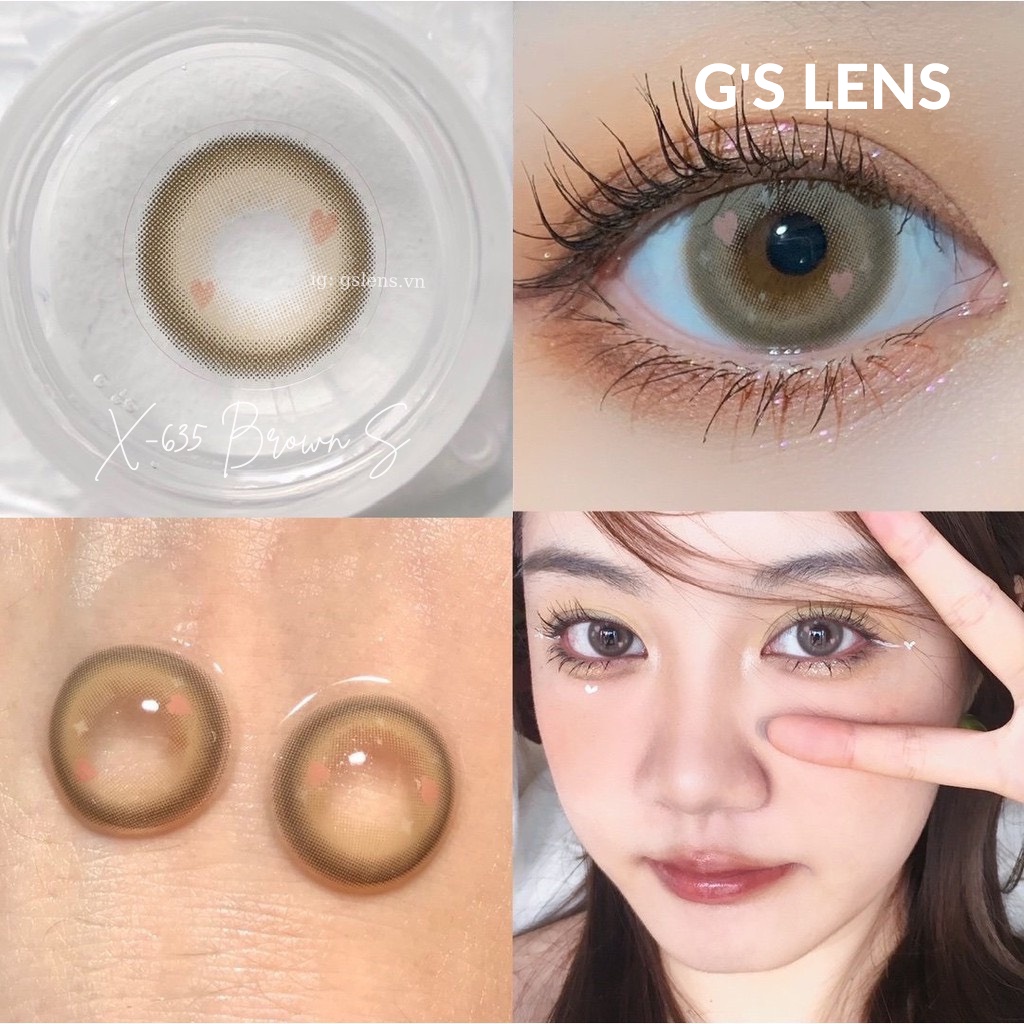 Kính Áp Tròng X-635 Brown Lens Nâu Hot Douyin Size S Có 0 Đến 6 Độ