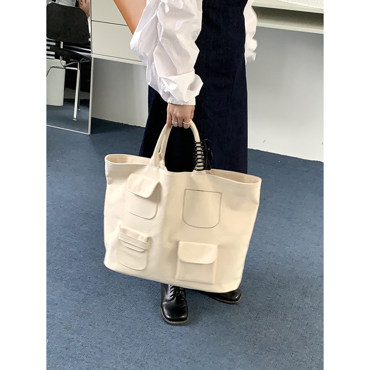 Túi xách vải canvas cỡ lớn nhiều túi phong cách Hàn Quốc thời trang mùa hè năm cho nữ