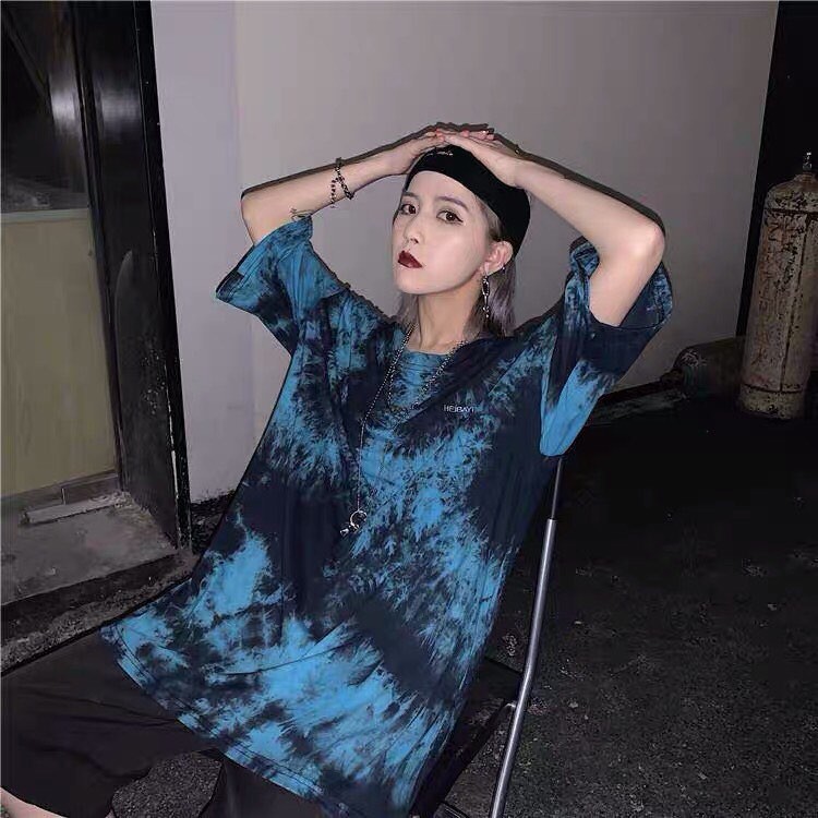 Áo thun loang màu tay lở form rộng chất thun co giản thấm hút mồ hôi tốt - áo thun unisex cặp đôi