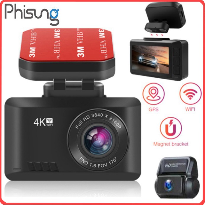 Sản Phẩm Camera hành trình ô tô cao cấp thương hiệu Phisung G3: 4K, Wifi, GPS, 2.45 inch