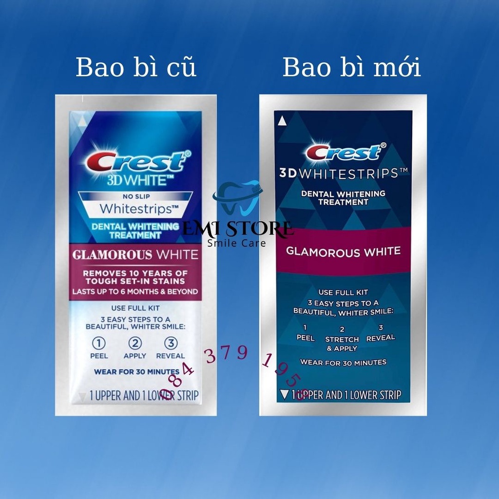 Miếng dán trắng răng Crest 3D White -  Chính Hãng Mỹ - Răng trắng sáng, an toàn cho men răng