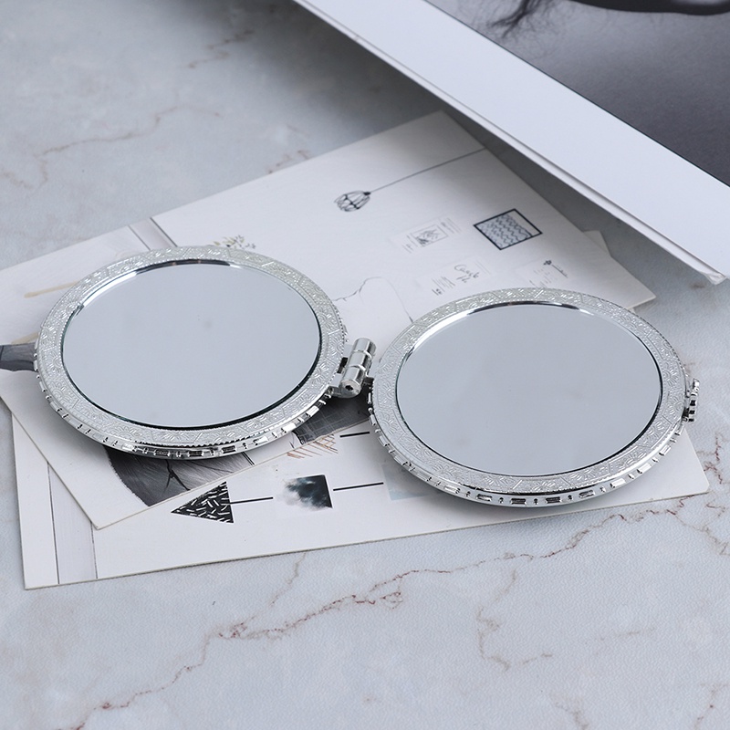 1 Gương Trang Điểm Mini Hai Mặt Họa Tiết Hoa Phong Cách Vintage