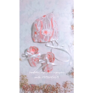 set mũ tiểu thư  kèm giày ren cho bé