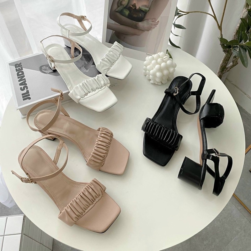 Giầy cao gót thời trang sandal quai nhún 3 phân 5 phân 7 phân